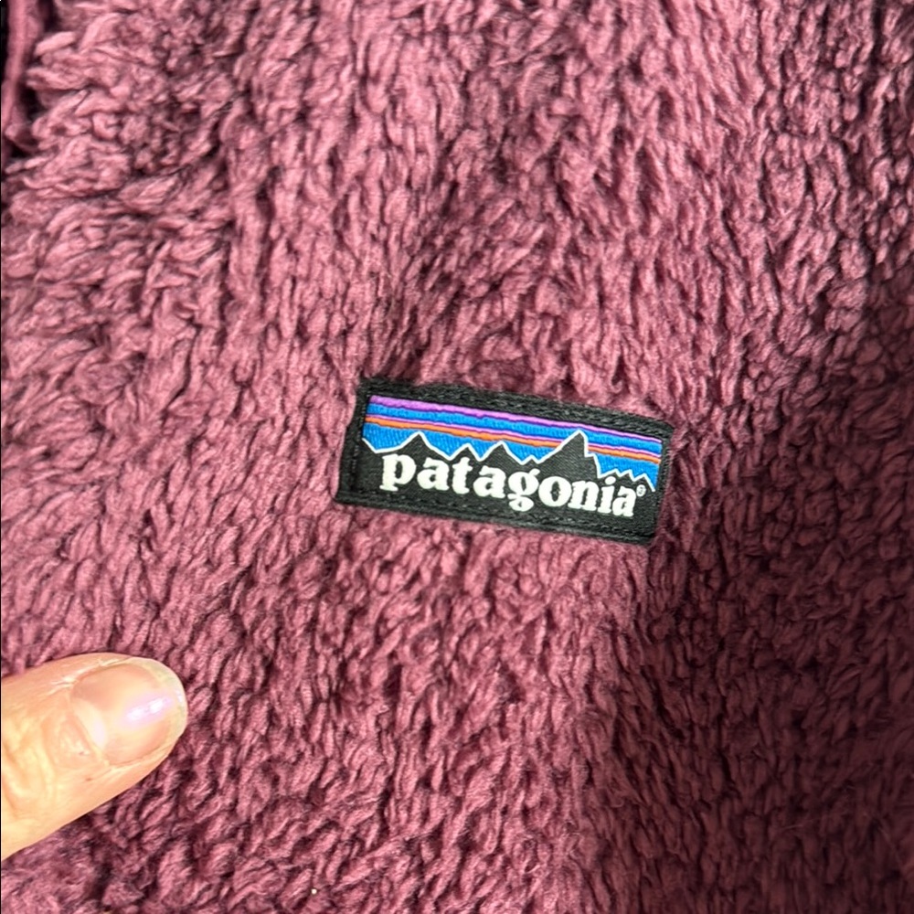 Patagonia Burgundy Teddy Jacket Plush Fleece High Collar - Picture 3 of 3